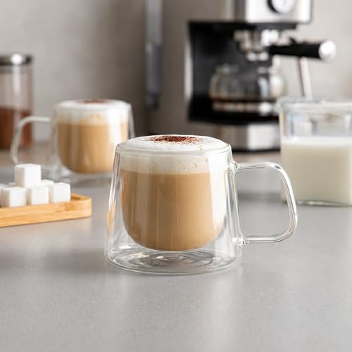 Restaurantware Glass Espresso Cups 12 Count 7 Ounces Borosilicate Double Wall Glass Coffee Mugs Insulated Clear Tea Drinkware for Hot or Cold Beverages - Image 3