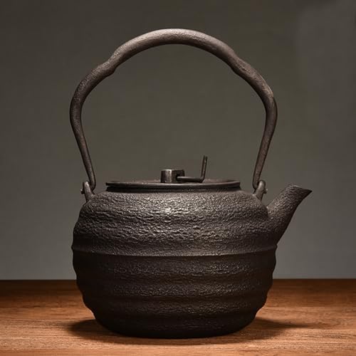 Cast Iron Teapot, Stovetop Safe Tea Kettle With handle, Asian Style Handmade Tea Pot For Home Camping Outdoor Use(1.2L, BlackT) by Unknown