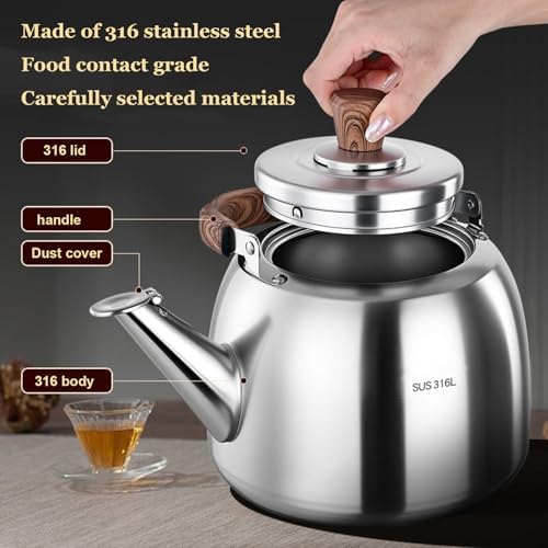 5l Modern Whistling Tea Kettle - Ergonomic 316 Stainless Steel Stovetop Kettle For Fast Boiling, Durable & Stylish, Perfect For Home Or Kitchen Use Sliver 5.3 Quarts - Image 3