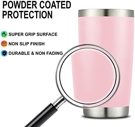 COMOOO 20oz Tumbler Bulk Double Wall Vacuum Insulated Travel Mug, Stainless Steel Tumbler with Lid and Straw Durable Powder Coated Insulated Coffee Cup for Cold & Hot Drinks (pink, 4 pack - Image 5