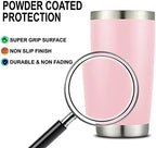 COMOOO 20oz Double Wall Vacuum Insulated Travel Mug Stainless Steel Tumbler with Lid and Straw Durable Powder Coated Insulated Coffee Cup for Cold & Hot Drinks (Pink, 12 pack - Image 5