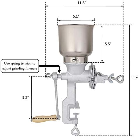 Universal hand-cranked grain grinder, silver stainless steel manual mill - Image 7