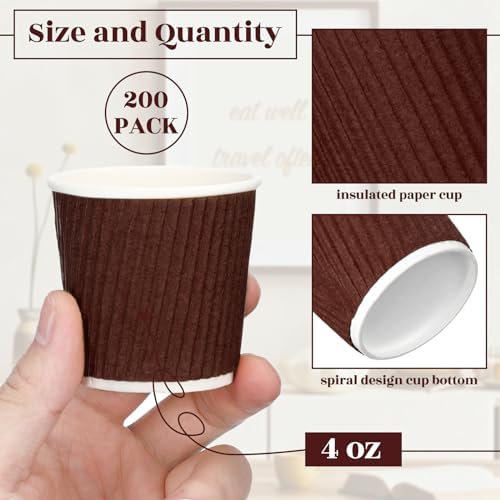 Yaomiao 200 Pcs 4 oz Disposable Espresso Coffee Cups, Coffee - Image 2