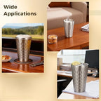 OMISTAR 4 Pcs Stainless Steel Double Wall Cups 15 oz, Korean Hammered Insulated Metal Cup, Unbreakable Stackable Water Tumblers for Beer, Beverage, Parties, Silver - Image 5
