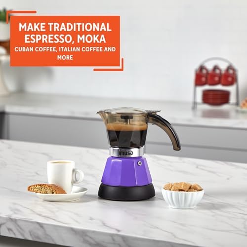 IMUSA 3 or 2 Cup Electric Espresso Maker with Cool-touch Handle, Purple - Image 6