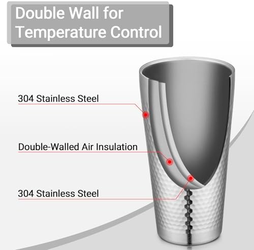 Beasea Stainless Steel Cups 19 oz, 6 Pack Large 18.6oz 550ml Stainless Steel Drinking Cups Water Tumbler Stackable Double Wall Insulated Individual Metal Pint Glasses Tin for Home Party Camping - Image 4
