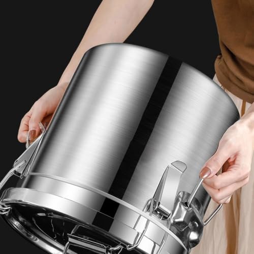 Storage Bucket with lids, Metal Bucket, 316 Stainless Steel Airtight Canister for Kitchen, Canisters Container with Lids and Sturdy Locking Clamp for Rice,Grain,Coffee Bean,Dog Food(48L/12.68Gal) - Image 5
