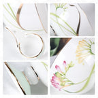 KAMMAK Tea Cups Set of 2,Ceramic Floral Pattern Demitasse Cup - Image 3