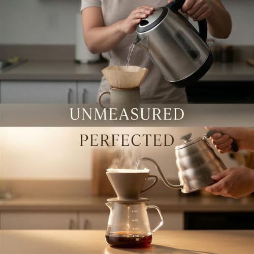 Pour Over Coffee Maker Set, 20.3 fl oz / 600 ml Manual Drip Coffee Carafe with Conical Glass Dripper, Wood Base and Clear Scale, Glass Coffee Maker for Home Office Cafe and Kitchen - Image 6