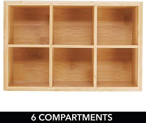 mDesign Bamboo Tea & Food Storage Organizer Container Box - Wooden Holder Case for Tea Bags, Coffee, Snacks, Sugar, Sweeteners, and Small Packets - Echo Collection - 2 Pack - Natural Wood - Image 5