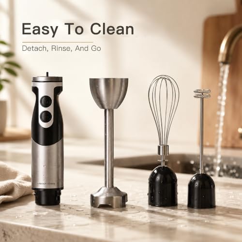 MEGAWISE 3-in-1 Hand Blender, Whisk, Milk Frother, 12-Speed Control - Image 5