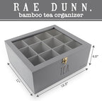 Rae Dunn Tea Bag Organizer - Tea Box Divided Storage Container Box with Hinge Lid for Kitchen Cabinet, Countertop, Pantry, Hold Coffee Pods, Seasoning Packets, Condiments, Grey - Image 2