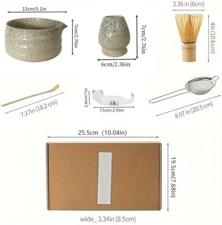 6-Piece Matcha Tea Set - Ceramic Bowl With Spoon, Whisk, And Powder Sieve Complete - Image 2