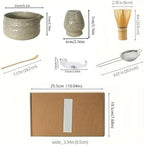 6-Piece Matcha Tea Set - Ceramic Bowl With Spoon, Whisk, And Powder Sieve Complete - Image 2