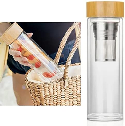 Tea Flask Tea Infuser Bottle,Double Wall Glass Portable Travel Mug, Tea Tumbler Water Bottle,400ml Tea Infuser Bottle Double Wall High Borosilicate Glass Insulated Glass Tea Bottle - Image 2