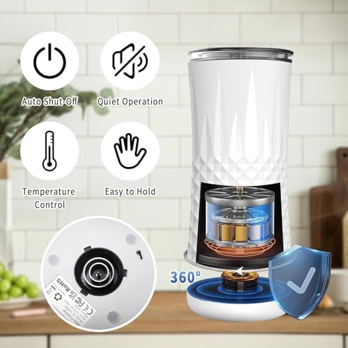 Saicefe Electric Milk Frother and Steamer, 4 in 1 Automatic Milk Frother and Milk Warmer, Hot and Cold Milk Foam Maker for Coffee, Latte, Cappuccino Silent Operation (White) - Image 4