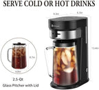 Ice Tea Maker with 2.5QT Cold Brew Coffee & Iced Tea Pitcher, Strength Selector, Reusable Filter for Lemonade, Fruit Infused Water (Black) - Image 5