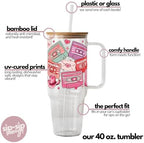 Sip-Sip Hooray! 40oz Retro Country Western Love Song Cassette Tapes Glass Tumbler with Lid and Straw Beverage Drinkware Drink Tumblers Mug Bottles - Image 4