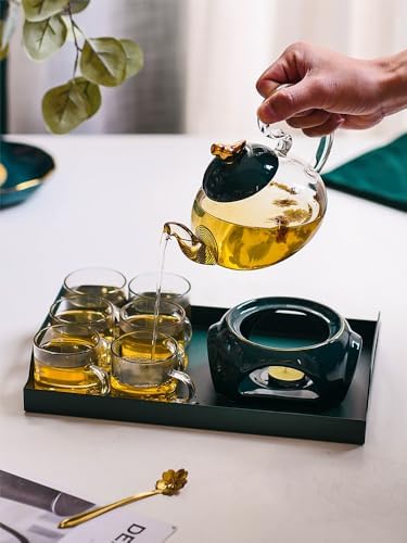 Water Pitcher Flower Tea Cup Set Fruit Flower teapot Set Glass Flower teapot Set Heat-Resistant Base Heating Water Jug - Image 5