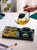 Water Pitcher Flower Tea Cup Set Fruit Flower teapot Set Glass Flower teapot Set Heat-Resistant Base Heating Water Jug - Image 5