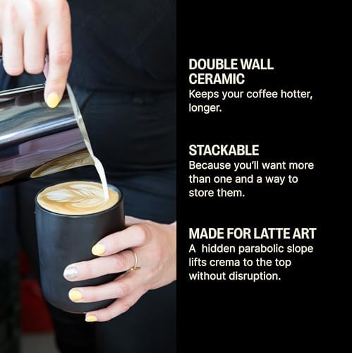 Fellow Monty Latte Art Cup 11oz - Double Wall Ceramic, Handle-Free - Image 2