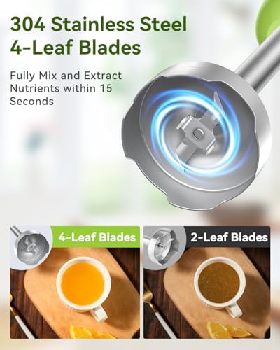 Immersion Blender Handheld 5 in 1 Hand Blender, 1000W Hand Mixer Stick, BPA-Free 12 Speed Handheld Blender with Mixing Beaker, Chopper, Whisk and Milk Frother for Soup, Smoothies, Sauce, Baby Food - Image 2