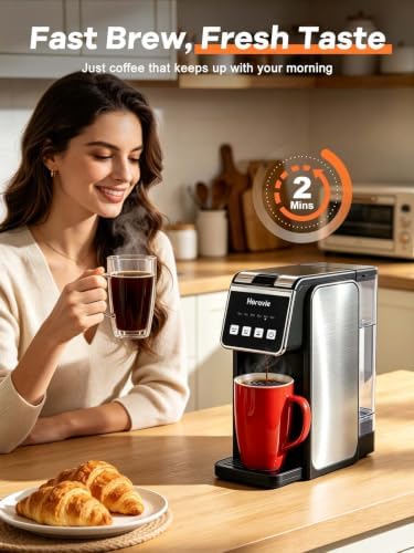 Horavie Hot & Iced Single Serve Coffee Maker for Coffee Pods & Ground - Image 4