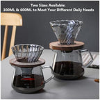 Pour Over Coffee Maker Set, High Borosilicate Glass Coffee Carafe With Filter Cup, Hand Drip Coffee Brewing Pot Server For Home Office Use(Clear,Large) - Image 2