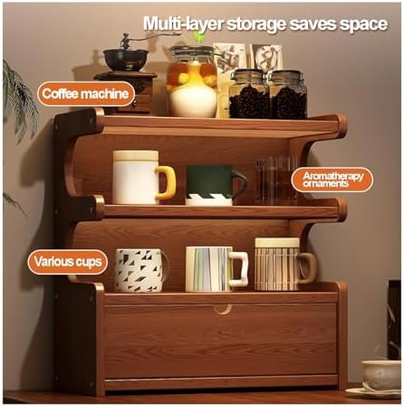 Cup Storage Holder,Wooden Coffee Cup Holder Rack - 40cm Mug Storage Organizer Shelf for Living Room & Kitchen - Durable Coffee Mug Display Stand - Space-Saving Design - Image 3