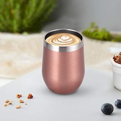 Lifecapido 4 Pack 12Oz Stainless Steel Stemless Wine Glasses, Insulated Wine Tumbler, Stainless Steel Wine Tumbler Cups with Lids and Straws for Coffee, Cocktails, Wine, Champaign, Rose Gold… - Image 4