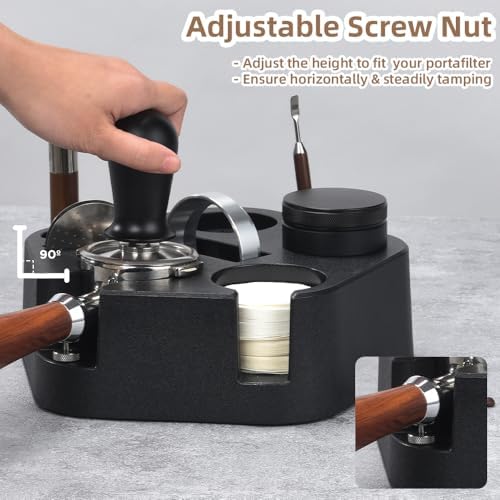 Espresso Station 58mm Accessories Organizer - CAFEMASY Pentagon Espresso Coffee Tamping Station with Paper Filter Holder Dispense - Image 2