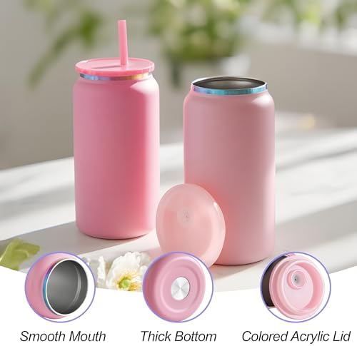 Stainless Steel Cups with Lids and Straws, 16 oz, 6 Pcs, Matte-Color - Image 6