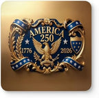 250 Anniversary USA Coasters, Patriotic 4th of July Drink Coasters, USA 250th, American Semiquincentennial Set of 4 (Eagle Honor Badge, 3.75" x 3.75") - Image 2