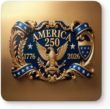 250 Anniversary USA Coasters, Patriotic 4th of July Drink Coasters, USA 250th, American Semiquincentennial Set of 4 (Eagle Honor Badge, 3.75" x 3.75") - Image 2