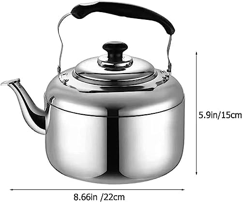 Stove Top Kettle Tea Kettle Stovetop Whistling Tea Kettle Stainless Steel Whistling Teapot Camping Induction Tea Kettle for Gas Stove Teapot (6L) - Image 2