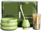 4/pcs Matcha Set Bowl With Mouth Dynasty Tea Tip Tool Whisker Stand(Green) by Unknown