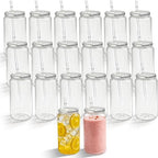 16oz Acrylic Tumblers Cups with Lids and Straws, 20 Pack Plastic Mason Jars Iced Coffee Drinking Glasses for Park Picnic, Poolside, Party Giveaways, Clear by Paoren