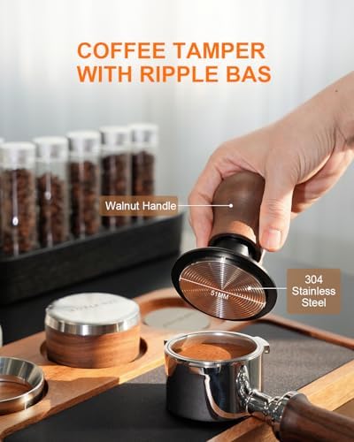 51mm Espresso Tamper, 3 Spring Loaded 30lb Pressure Click Walnut Handle - Image 3