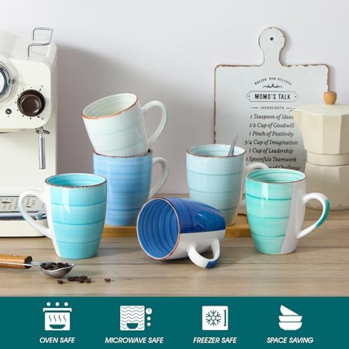 vancasso Bonita Stoneware Coffee Mugs 17oz Large Coffee Mugs, Microwave and Dishwasher Safe, Cold Color, Set of 6 - Image 4