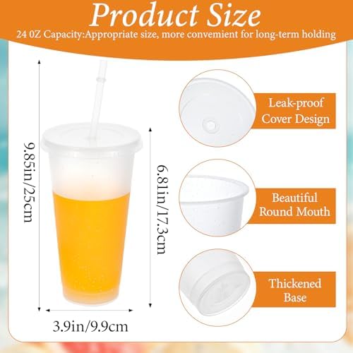 30 Pack Tumblers with Lid and Straw Reusable Plastic Clear Cups Bulk Water Bottles 24 Ounces Cups Travel Mug Cup for Iced Coffee Cold or Hot Drink Juices Birthdays Party Outdoor Use - Image 2