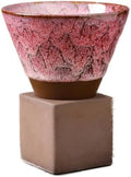 Ceramic Pedestal Coffee Cup, 7 Oz Flared Mug with Square Holder, 25 Colors (Blush Crackle) by Unknown