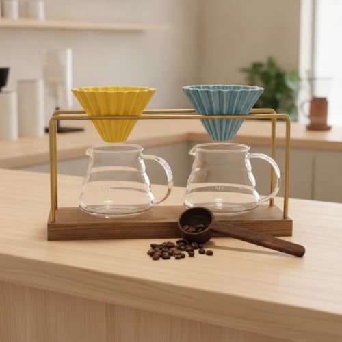 predolo Coffee Pour Manual Brew Stand Brass-Toned Pour over Coffee Stand Countertop for Home - Image 4