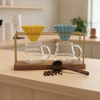 Coffee Stand Pour Over Dripper Holder Frame With Walnut Base And Brass Frame Cone Bar For Two Cup Manual Suitable for Home Kitchen Coffee Bar Office Countertop - Image 3