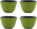 Japanese Cast Iron Tea Cups, Small and Heavy Teacups with no Handles, Japanese Style Cup for Adults, Asian Teacups, Coated with Enameled Interior, 4 Pcs/Box (Green, 2oz/60ml) by SECHUDO