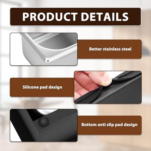 Stainless Steel Coffee Knock Box - Espresso Grounds Bin with Silicone Bar, Dishwasher Safe Espresso Knock Box for Barista Home Office(Small) - Image 4