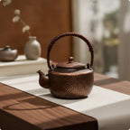 Amagogo Copper Kettle Handmade Teapot Vintage Hammered Finish Small Tea Kettle Compact Water Boiler Arched Handle Short Spout With Lid Heat Retention Suitable, Aged Lifting Beam Pot - Image 3