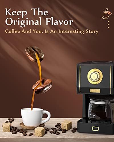 Amaste Coffee Maker, 25 Oz Drip Retro Style Coffee Machine with Glass Coffee Pot with Reusable Coffee Filter & Three Brewing Modes, Warming Plate, CM 1003AE-Black - Image 5