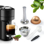 Reusable Coffee Pods Capsules For VertuoLine Next Coffee Machine, New Version Stainless Steel Refillable Pods Compatible with Nespresso Vertuo Make 230 ML Crema Coffee, 1 Capsule 1 Tamper by BENFUCHEN