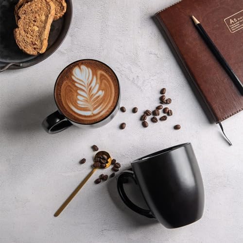 AmorArc 16 oz Coffee Mugs Set of 6, Large Ceramic Matte Black Coffee Cups - Image 4
