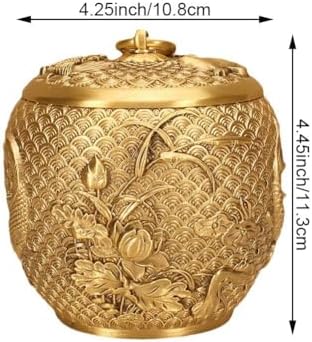 Pure Copper Tea Jar, Vintage Chinese Style Tea Tin Canister with Lid, Traditional Embossed Storage Container for Loose Leaf Tea, Coffee, Candy, Spices - Image 5